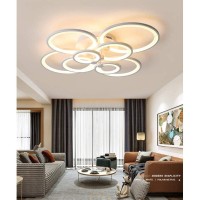 Led Dimmable Ceiling Light Modern Ring Circle Flush Mount Ceiling Lamp Acrylic Lampshade Chandelier Bedroom Kitchen Living Room Interior Decorative Lighting Fixture,8 Rings/41.73