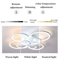 Led Dimmable Ceiling Light Modern Ring Circle Flush Mount Ceiling Lamp Acrylic Lampshade Chandelier Bedroom Kitchen Living Room Interior Decorative Lighting Fixture,8 Rings/41.73