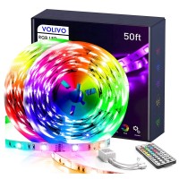 Volivo 50 Ft Rgb Led Strip Lights,Color Changing Led Light Strips Kit With 44 Keys Ir Remote Control, Led Lights For Bedroom, Room, Home Decoration