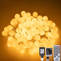 Awq 100 Led 49 Ft Globe Ball String Lights Fairy String Lights Plug In With Remote 8 Modes Extendable For Indoor Outdoor Wedding Birthday Christmas Tree Garden Decor (White)