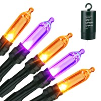 Halloween Orange Purple String Lights, 33Ft 100 Led Halloween Decorative Lights With 8 Modes & Timer, Waterproof Battery Operated Purple Lights Orange String Lights For Halloween Party Decorations