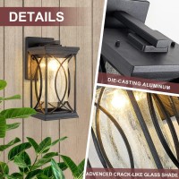 Dusk To Dawn Modern Outdoor Wall Light Exterior Light Fixtures Black Aluminum With Cracklike Glass Create Gorgeous Lighting Eff