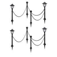 Vidaxl Solar Lights 4 Pcs With Chain Fence And Poles