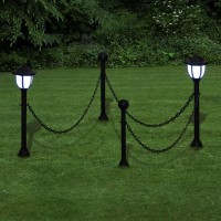 Vidaxl Solar Lights 4 Pcs With Chain Fence And Poles