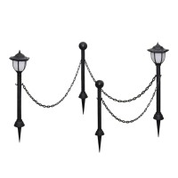 Vidaxl Solar Lights 4 Pcs With Chain Fence And Poles