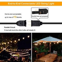 Muasdae 100Ft Outdoor String Light,Patio String Lights With 33+4 Plastic Led Shatterproof Clear Bulbs - Waterproof Commercial Lighting Create Ambience On Your Patio Porch Backyard Party Wedding