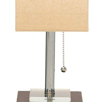 Benjara Fabric Wrapped Rectangular Shade Metal Table Lamp, Beige And Black