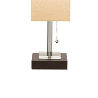 Benjara Fabric Wrapped Rectangular Shade Metal Table Lamp, Beige And Black