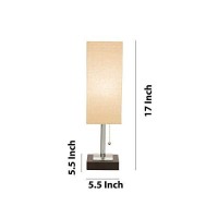 Benjara Fabric Wrapped Rectangular Shade Metal Table Lamp, Beige And Black