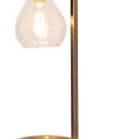 Benjara 18 Inches Metal Frame Table Lamp With Glass Shade, Gold