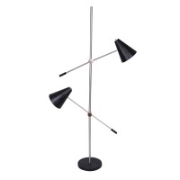 Emblaze your bedroom by bringing in this transitional style Floor Lamp which comes with dual lighting on tubular frame Constructed from metal frame and supported on round stable base it is accented with black finish