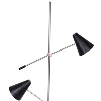 Emblaze your bedroom by bringing in this transitional style Floor Lamp which comes with dual lighting on tubular frame Constructed from metal frame and supported on round stable base it is accented with black finish