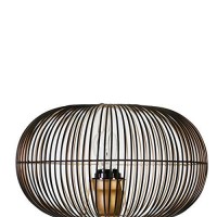 Benjara Metal Cage Design Sphere Table Lamp With Tripod Base, Black And Gold