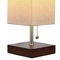 Benjara 14 Inches Wooden Frame Table Lamp With Chain Pull Switch, Set Of 2, Brown