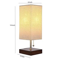 Benjara 14 Inches Wooden Frame Table Lamp With Chain Pull Switch, Set Of 2, Brown