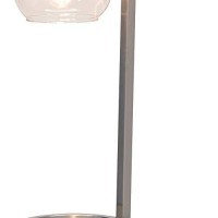 Benjara 18 Inches Metal Frame Table Lamp With Glass Shade, Silver