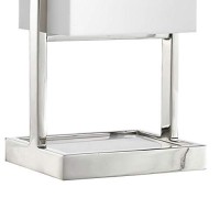 Benjara Rectangular Shade Metal Table Lamp With Marble Base, Silver And White