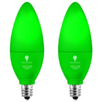 2 Pack Bluex Led Candle Green Light Bulb - 4W (40Watt Equivalent) - E12 Base Green Led Green Bulb, Party Decoration, Porch, Home Lighting, Holiday Lighting, Chandelier Light Bulbs, Candelabra Bulbs