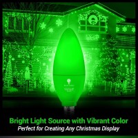 2 Pack Bluex Led Candle Green Light Bulb - 4W (40Watt Equivalent) - E12 Base Green Led Green Bulb, Party Decoration, Porch, Home Lighting, Holiday Lighting, Chandelier Light Bulbs, Candelabra Bulbs