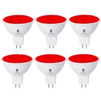 6 Pack Bluex Led Mr16 Red Light Bulb - 6W (50Watt Equivalent) - Gu5.3 Bi-Pin Base 12V Red Led Red Bulb, Party Decoration, Porch, Home Lighting, Holiday Lighting, Decorative Illumination Mr16 Led Bulb