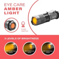 Led Flashlight Blue Light Blocking Amber Flashlight By Hooga 1600K Warm Light For Eye Care Sleep Aid Aa Battery Included A