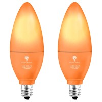 2 Pack Bluex Led Candle Orange Light Bulb - 4W (40Watt Equivalent) - E12 Base Orange Led Orange Bulb, Party Decoration, Porch, Home Lighting, Holiday Lighting, Chandelier Light Bulbs, Candelabra Bulbs