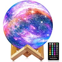 Moon Lamp, Galaxy Night Light, 16 Colors Large Galaxy Light 3D Printing Moon Night Light With Stand/Remote Control/Touch/Usb Rechargeable, Moon Light For Kids Baby Friend Family Gifts (9.6 Inch)