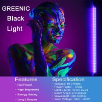 Greenic Led Black Light Bar 4 Pack, 72W (18W Each) 2Ft T5 Uv Blacklight Tube Glow In The Dark For Party Supplies, Stage Lighting, Fluorescent Poster, Body Paint, Halloween, Christmas, Festivals Decor