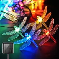 Dragonfly Solar String Lights, 30Led 21Ft 8 Modes Outdoor Waterproof Crystal Dragonfly Fairy Lighting For Christmas Trees, Garden, Patio, Fence, Wedding, Party And Holiday Decorations - Multi Color