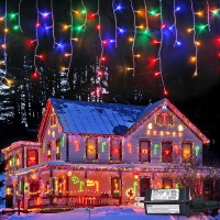 Jmexsuss Icicle Christmas Lights Outdoor 400 Led 38.8Ft, Plug In Multicolor Icicle Lights With 8 Modes Connectable Christmas Icicle Lights For House Outdoor Indoor Patio Fireplace Christmas Decor