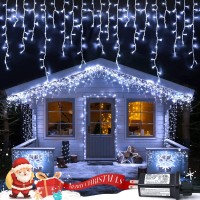 Jmexsuss 38.8Ft 400 Led Icicle Lights Outdoor Waterproof, Icicle Christmas Lights Outdoor With 80 Drops, Cool White Christmas Icicle Lights Indoor Outdoor For Christmas Fireplace Wedding Decorations