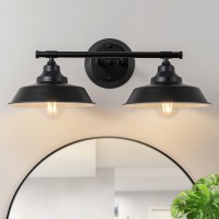 Goyeel Bathroom Light Fixtures Over Mirror Matte Black Vanity Lights 2 Light Farmhouse Bathroom Lighting Industrial Wall Sconce