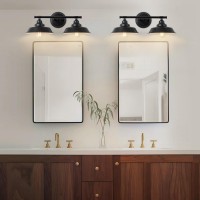 Goyeel Bathroom Light Fixtures Over Mirror Matte Black Vanity Lights 2 Light Farmhouse Bathroom Lighting Industrial Wall Sconce