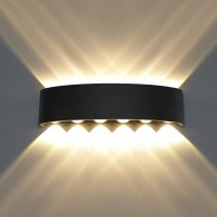 Kawell 12W Waterproof Modern Wall Light Led Wall Lamp Aluminum Led Wall Sconce Up Down Indoor Outdoor For Bedroom Bathroom Hallway Porch Corridor Hotel Doorway Garden Pathway, Black 3000K