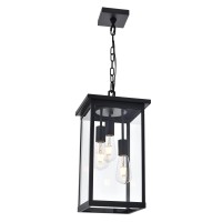 Todoluz 3Light Black Outdoor Pendant Light Fixture Adjustable Exterior Hanging Lantern Porch Light