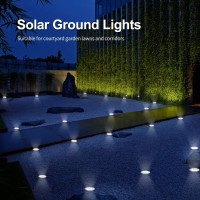 Pozzolanas Solar Ground Lights 8 Led Garden Lights For Outdoor Waterproof Inupgraded Bright Inground Lights For Lawn Pathwa