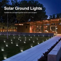 Pozzolanas Solar Ground Lights 12 Packs, 8 Led Solar Garden Lights, Outdoor Solar Disk Lights Outdoor In-Ground Landscape Lights For Pathway Yard Walkway Patio Lawn Path (Cool White)