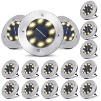 Pozzolanas Solar Ground Lights 16 Packs 8 Led Solar Garden Lights Outdoor Waterproof Inground Lights Solar Disk Landscape Li