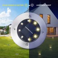 Pozzolanas Solar Ground Lights 16 Packs 8 Led Solar Garden Lights Outdoor Waterproof Inground Lights Solar Disk Landscape Li