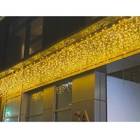 Zimingu Icicle Dripping Lights, 13Ft 144 Leds 8 Modes Christmas Connectable Twinkle Window Curtain Fairy Waterfall Diwali Ceiling String Lights For Outdoor Indoor Decorations (Warm White, 4X0.6M)