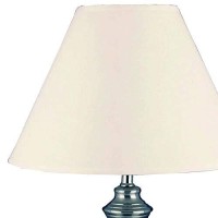 Benjara Metal And Fabric Table Lamp, Set Of 2, Silver And Beige