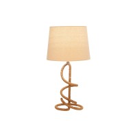 Benjara 24 Inches Twisted Metal Table Lamp With Fabric Shade, Beige And Brown