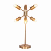 Emblaze your bedroom by bringing in this coveted contemporary style Table Lamp which comes with 6 light and is supported on tubular frame Constructed from metal frame it is accented with gold color finish