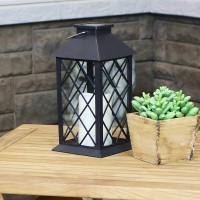 Sunnydaze Concord 11-Inch Solar Led Decorative Candle Lantern -Tabletop/Hanging Light - Black