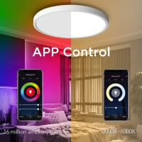 Taloya Smart Wifi Ceiling Light(12 Inch-24W), Compatible With Alexa,Google,Remote Controller, Fixture With Ambient Light For Bedroom Living Room