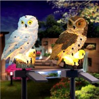 Apluskis Owl Shape Light Led Solar Garden Light Owl Lawn Lamp Waterproof Solar Led Lights Outdoor Yard Garden Creative Solar Lamps (White)A