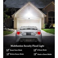 Security Lights Outdoor, Flood Lights Hard Wired Ac Power, Motion Sensor/ Dusk To Dawn/ 6Hrs/Eco Dim 4 Working Modes, 5000K Daylight White, Exterior Security Floodlight For Yard/Garage/Patio, 2-Pack