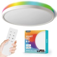 Taloya Smart Wifi Ceiling Light(15.8 Inch-28W), Compatible With Alexa,Google,Remote Controller, Fixture With Ambient Light For Bedroom Living Room