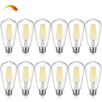 Lakumu Dimmable Vintage Led Edison Bulbs Equivalent 60W Incandescent, 7W Warm White 2700K St58 Antique Led Filament Bulbs With E26 Medium Socket, Super Brightness 850Lm, Clear Glass, 12 Packs