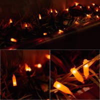 Twinkle Star 2 Pack Orange Halloween String Light Battery Operated Lights 50 Led 16 Ft String Light Waterproof Tree Lights With